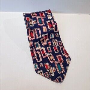 Vintage Salvatori Abstract Geometric Silk Tie-Traditional-Colorful-USA Made